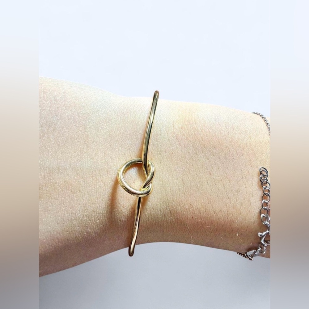 Gold Knot Open Bangle Bracelet